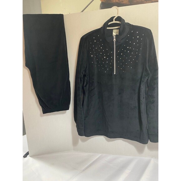 Blair 2 Piece Woman’s Rhinestone studded Black velour tracksuit NWOT size S - Picture 7 of 12